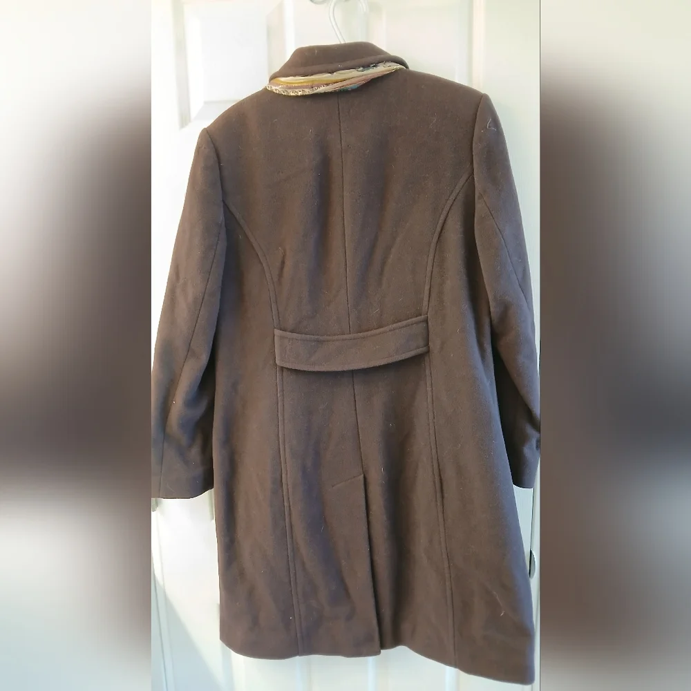 Worthington Burgundy Wool Coat Size M Classic Single‑Breasted Style with Scarf